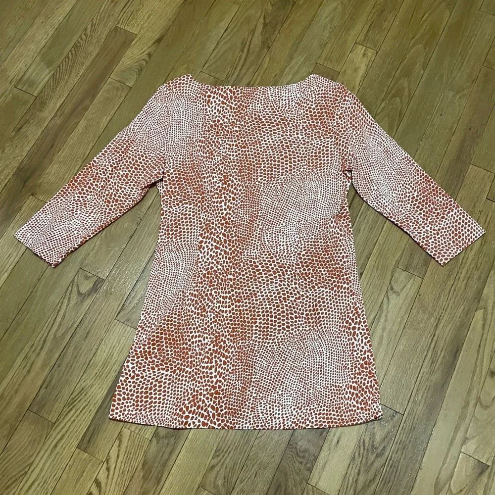 J.McLaughlin‎ Orange White Pebble Print Catalina Cloth Tunic Top Women's Large